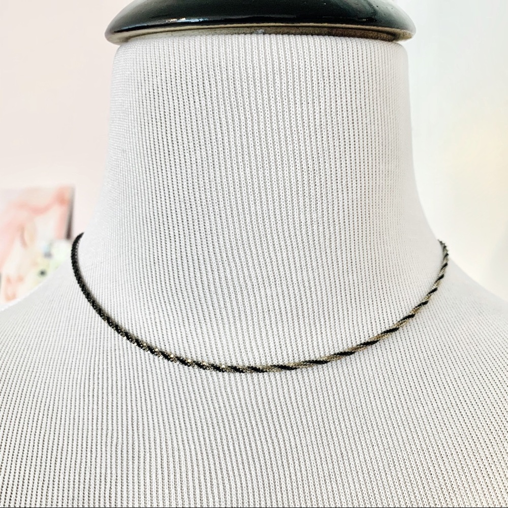 Gunmetal Finish Sterling Silver Rope Chain Choker
